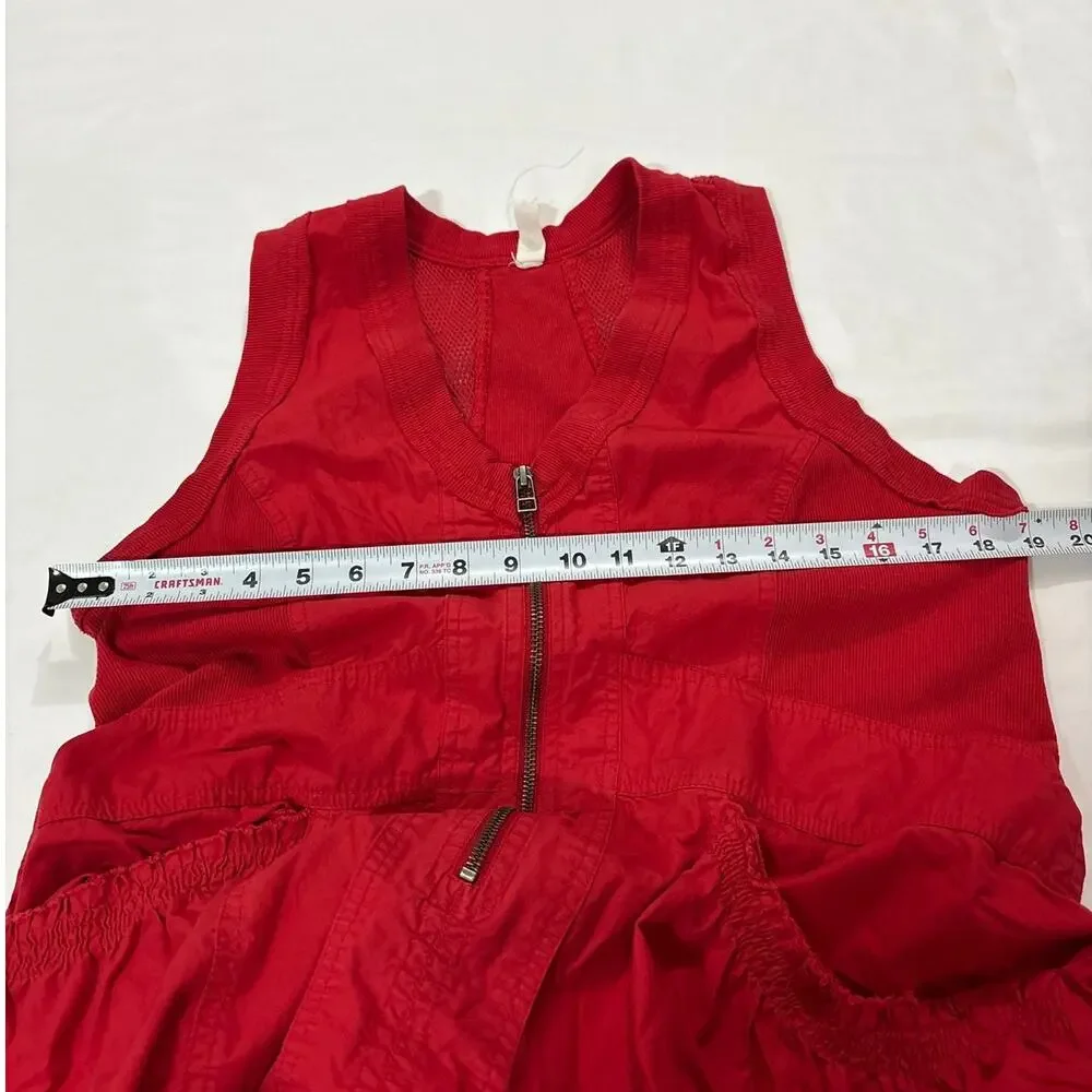Daily Practice Anthropologie Womens Medium Red Trek Utility Mini Dress Pockets - Picture 10 of 11